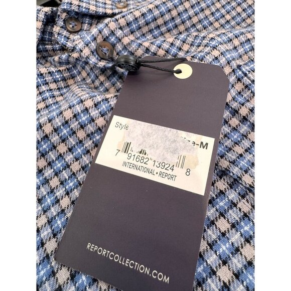 New Report Collection Men's Size M Blue Plaid Soft Touch Flannel Shirt - Picture 7 of 11